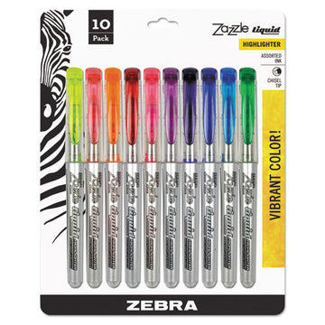Zebra® Zazzle Liquid Ink Highlighter, Assorted Ink Colors, Chisel Tip, Assorted Barrel Colors, 10-set freeshipping - TVN Wholesale
